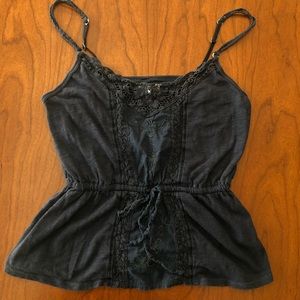 3/$25 Aeropostale Navy Blue Boho Lace Peplum Tank